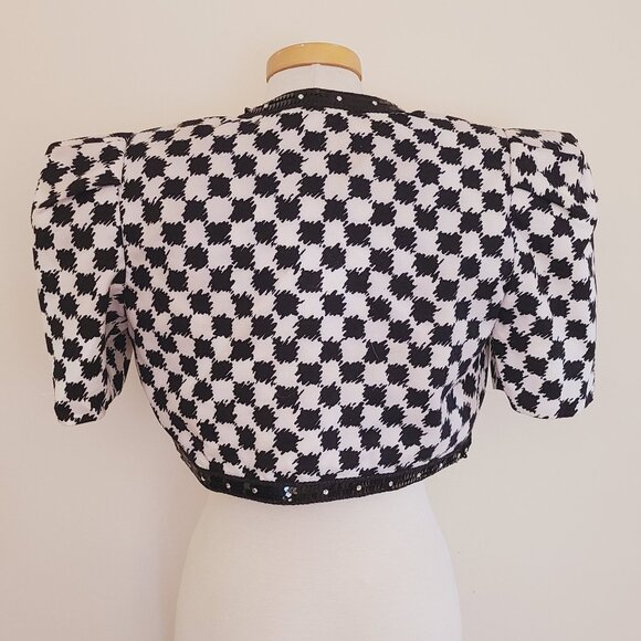 Rare 80's Short Sleeve Sequin/Rhinestone Bolero Jacket - Picture 2 of 8